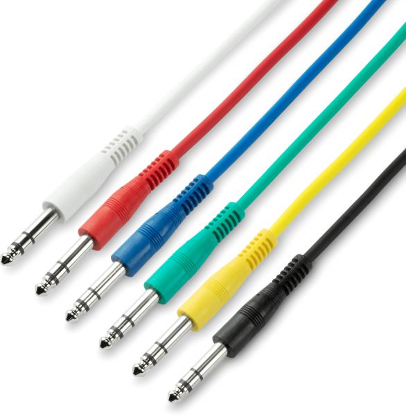 Adam Hall Cables 3 STAR BVV 0015 SET - 6er Set Patchkabel 6,3 mm Klinke Stereo 0,15 m