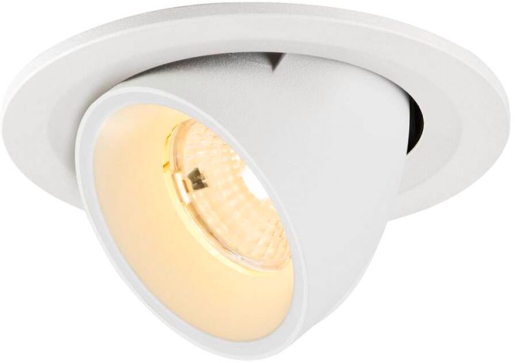 SLV NUMINOS® GIMBLE S, Deckeneinbauleuchte, 3000 K, 55°, IP20, rund, weiß