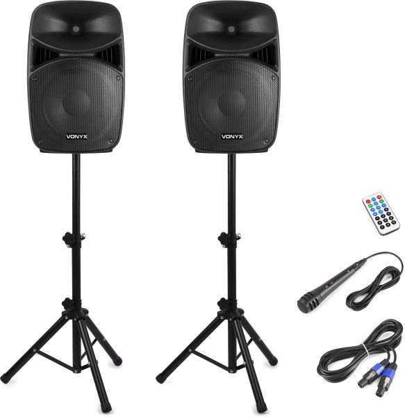 Vonyx VPS152A Plug & Play 1000W Lautsprecher-Set mit Ständern