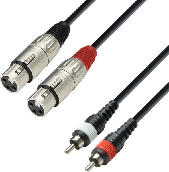 Adam Hall Cables K3 TFC 0600 - Audiokabel eingegossen 2 x RCA Stecker auf 