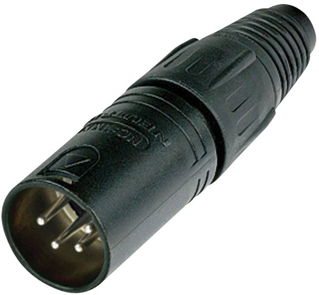 Neutrik XLR 4P Connector - male Schwarzes Gehäuse mit Silberkontakten