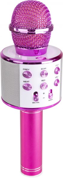 Max KM01 Karaoke-Mikrofon mit eingebauten Lautsprechern BT/MP3 Pink