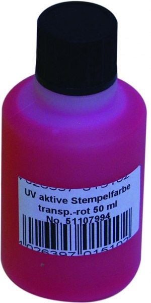 EUROLITE UV-aktive Stempelfarbe, transparent rot, 50ml