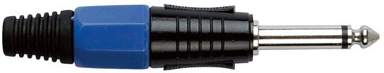 DAP 6.3 mm. Klinkeverbinder Mono, Schwarz/ Endkappe Blau