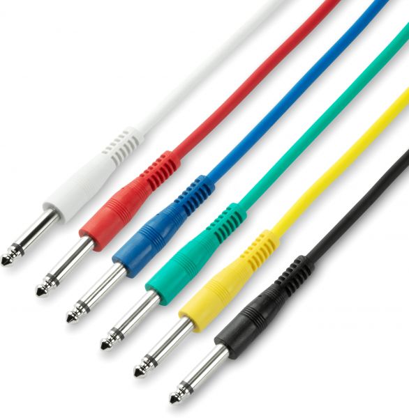 Adam Hall Cables 3 STAR IPP 0015 SET - 6er Set Patchkabel 6,3 mm Klinke mono 0,15 m
