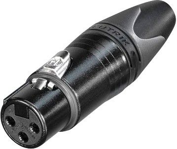 Neutrik XLR 3P Connector, female Gold contacts, Black metal housing