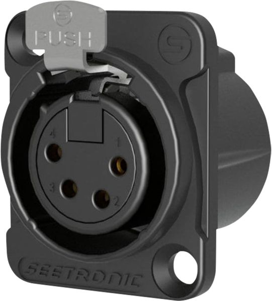 SEETRONIC XLR 4P-Chassis – Buchse, vergoldete Kontakte – schwarzes Gehäuse