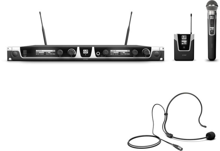 LD Systems U518 HBH 2 Funkmikrofon System, Bodypack, Headset + Handmikro