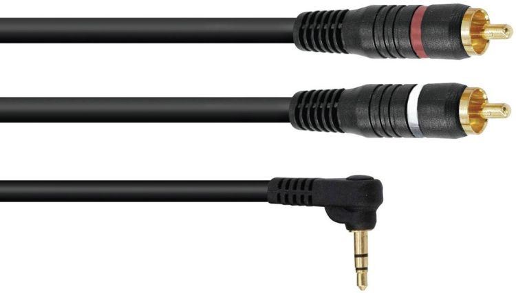 OMNITRONIC Adapterkabel 3,5 Klinke 90°/2xCinch 0,5m