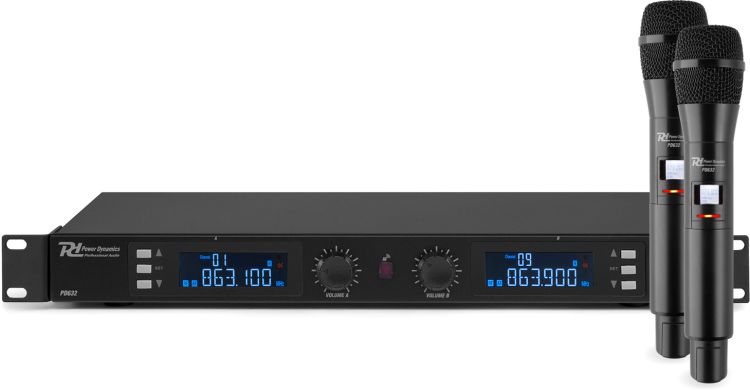 Power Dynamics PD632H 2x 20-Kanal Digitales UHF Drahtlos-Mikrofonsystem mit 2 Mikrofonen -B-Stock-