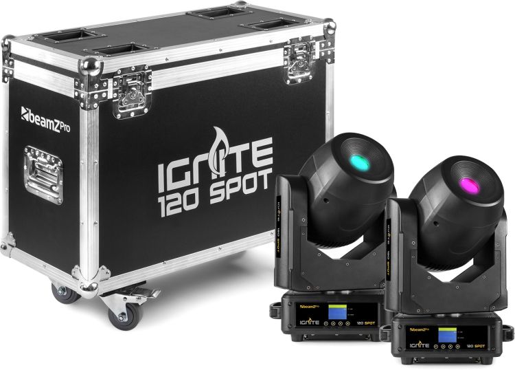 beamZ Pro IGNITE120 LED Spot 120W Moving Head Set 2tlg. im Flightcase