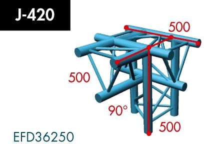 X3K-30/H (Heavy Duty) J-420 4-Weg T-Stück, Winkel 90°, Spitze un