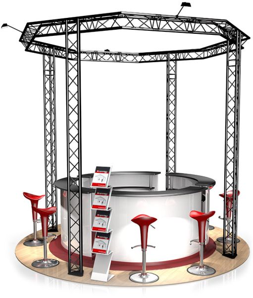 Messestand FD 23 - 3,5 x 3,5 x 3,5 m (LxBxH) - 12 m² RAL9005 - Schwarz - Seidenmatt
