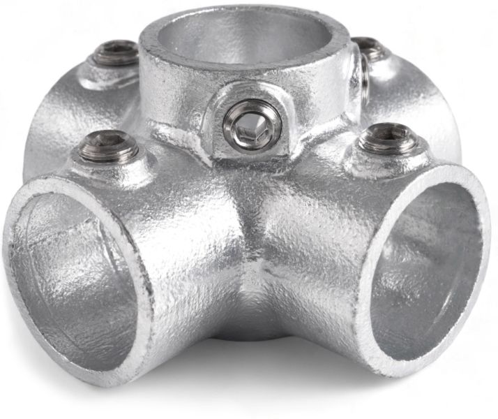 Riggatec Rohrverbinder Kreuzstück für Stützrohr für 48,3 mm Rohr in Silber