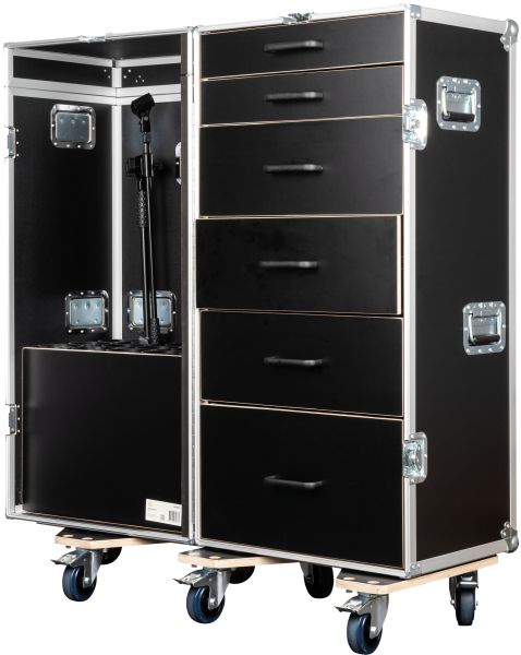 SHOWGEAR Schubladenkasten 3 mit 6 Schubladen und Platz für 15 Mikrofonständer