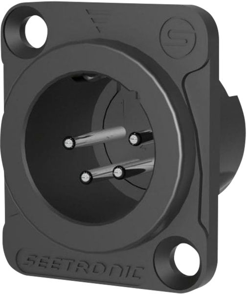 SEETRONIC XLR 4P-Chassis – Stecker, silberne Kontakte – schwarzes Gehäuse