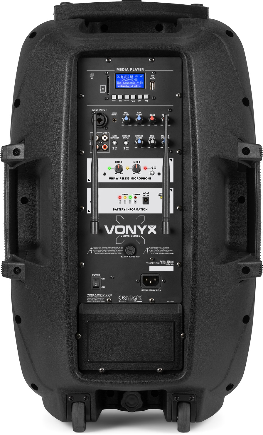 Vonyx Verve46 Enceinte Sono Portable 1000W, Enceinte Bluetooth