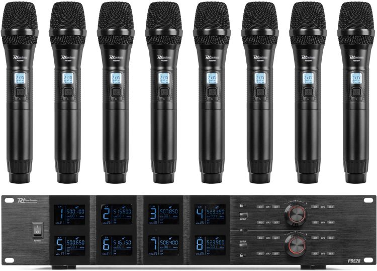 Power Dynamics PD528 UHF-Drahtlos-Mikrofonset mit 8 Handmikrofonen -B-Stock-