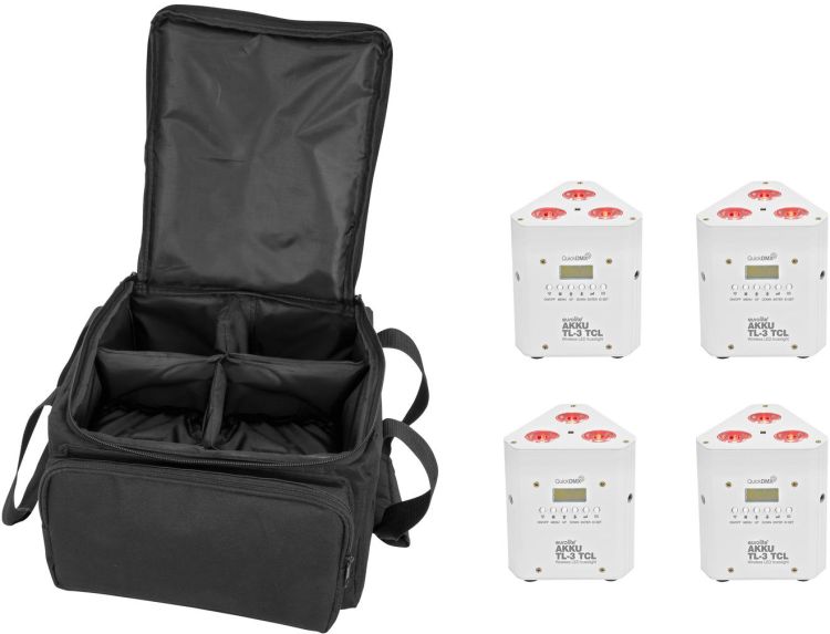 EUROLITE Set 4x AKKU TL-3 TCL weiß + SB-4 Soft-Bag
