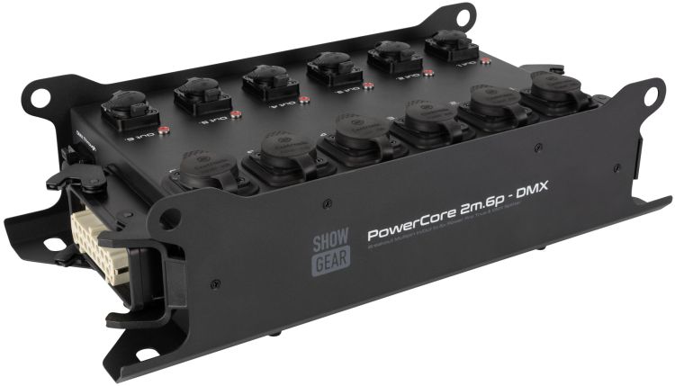 SHOWGEAR PowerCore 2 m, 6-polig – DMX-Breakout-Stecker H16 (Ein-/Ausgang) auf 6x Power Pro True