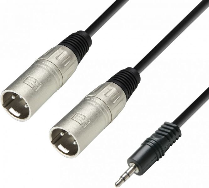 Adam Hall Cables K3 YWMM 0300 - Audiokabel 3,5 mm Klinke stereo auf 2 x XLR Stecker 3 m