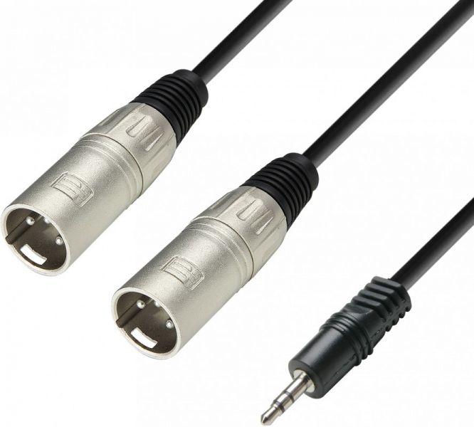 Adam Hall Cables K3 YWMM 0300 - Audio Cable 3.5 mm Jack stereo to 2 x XLR male 3 m