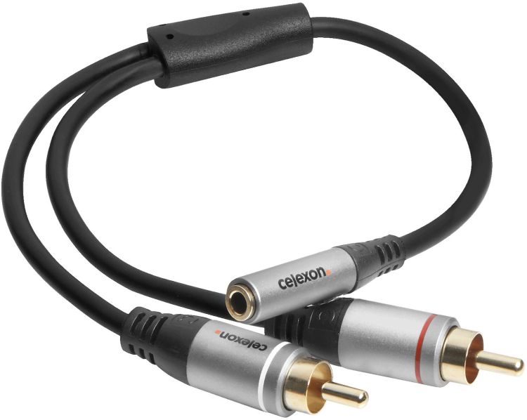 celexon 2x Cinch auf 3,5mm Stereo Klinke M/F Audioadapter 0,25m - Professional Line