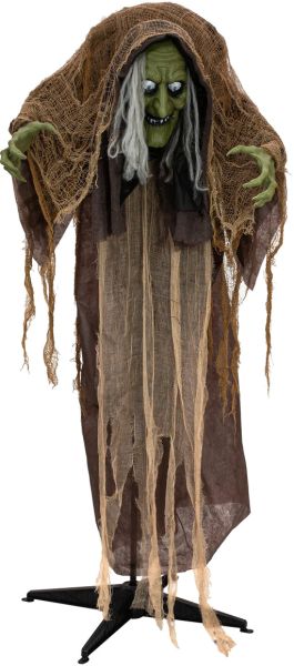 EUROPALMS Halloween Figur Hexe buckelig, animiert, 145cm