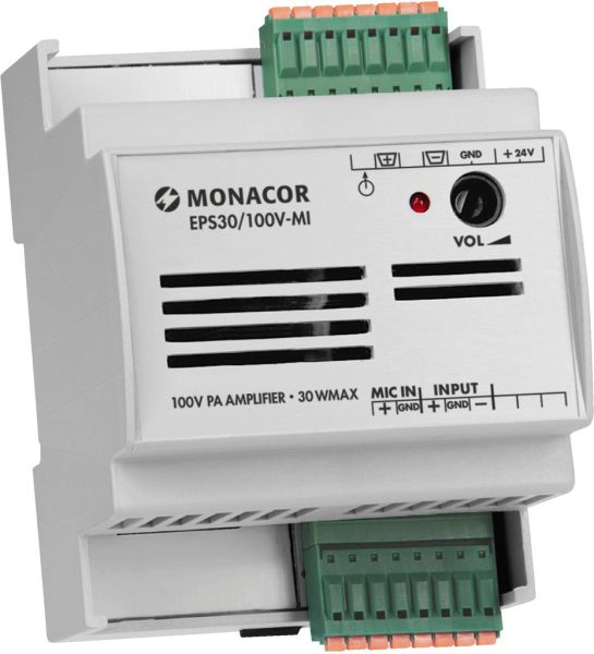 MONACOR EPS30/100V-MI 100-V-ELA-Verstärker, Hutschiene