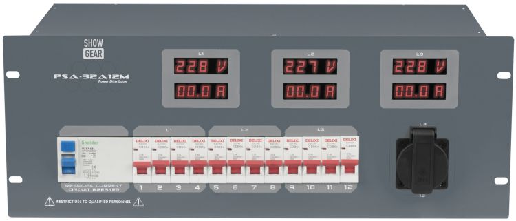 Showtec PSA-32A12M - 12x MCB, Schuko-& Multipin-Ausgang