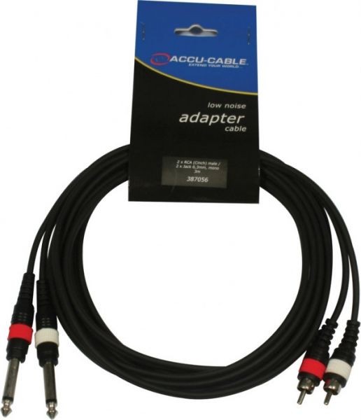 AC-2R-2J6M/3 2x RCA m to 2x 6,3 jack mon