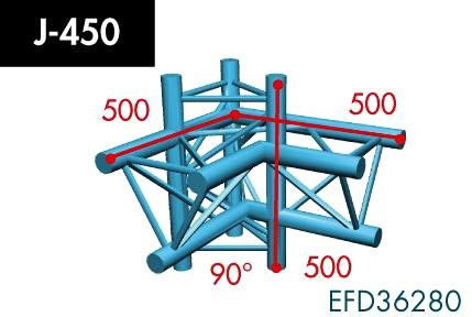 X3K-30/H (Heavy Duty) J-450 4-Weg Ecke, Winkel 90°, Abgang oben/