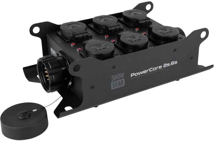 SHOWGEAR PowerCore 2s.6s Breakout-Stecker, S19-Eingang/Ausgang auf 6x Schuko