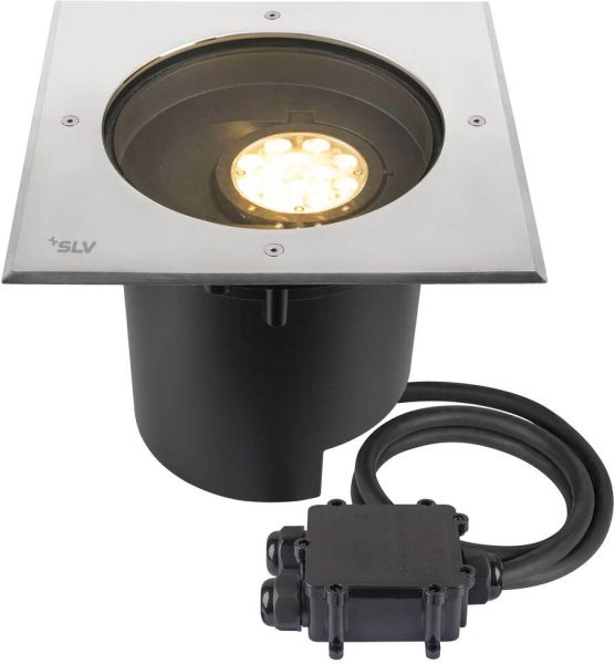 SLV DASAR® XL, Bodeneinbauleuchte, asymmetrisch, 3000K, 70°/40°, IP65/IP67, quadratisch