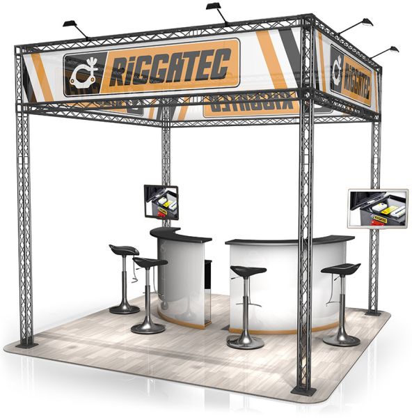 Messestand FD 14 - 3 x 3 x 3,2 m (LxBxH) - 9 m² RAL9005 - Schwarz - Seidenmatt