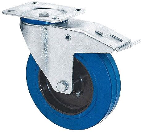 Riggatec Lenkrolle mit Bremse 125mm BLUE WHEEL