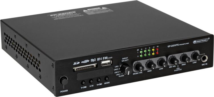 OMNITRONIC EP-220PS Vorverstärker mit MP3-Player, Bluetooth und FM-Radio 9.5" -B-Stock-