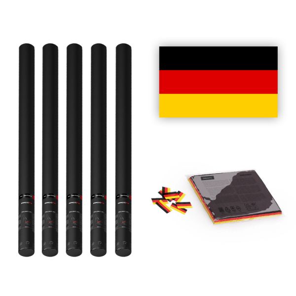 Magic FX Slowfall Konfetti Flagge Deutschland 55x35mm- 1kg+ 6x Handbetriebene Kanone PRO 80cm - Leer