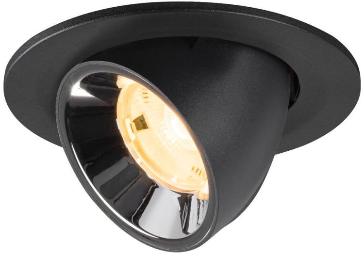 SLV NUMINOS® GIMBLE S, Deckeneinbauleuchte schwarz/chrom 3000 K 20°