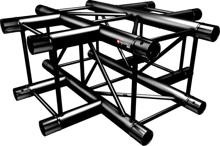 Naxpro-Truss FD 24 C41 90° 4 Weg Winkel RAL9005 - Schwarz - Seidenmatt