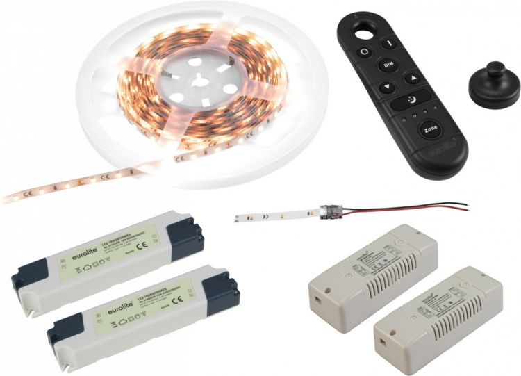 EUROLITE Set LED Strip 2700K 5m + 2x Controller Zone + 2x Trafo 12V