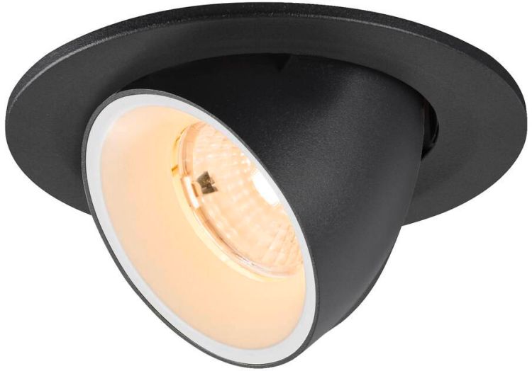 SLV NUMINOS® GIMBLE S, Deckeneinbauleuchte, 2700 K, 55°, IP20, rund, schwarz / weiß