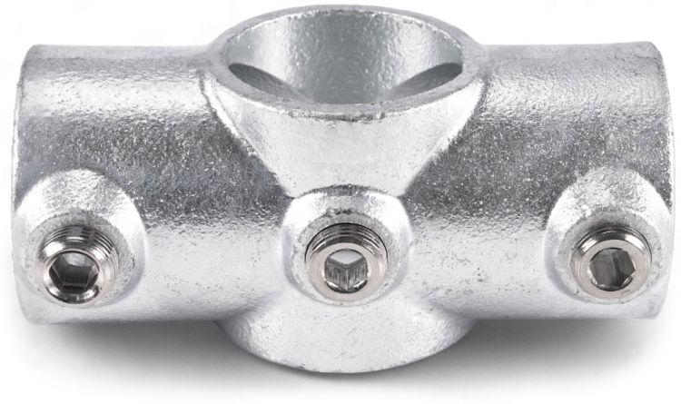 Riggatec Rohrverbinder Kreuzstück durchgehend für 48,3 mm Rohr in Silber
