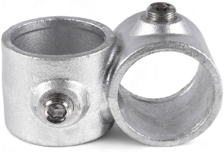 Riggatec Rohrverbinder Kreuzstück vorgesetzt 90° für 48,3 mm Rohr in Silber