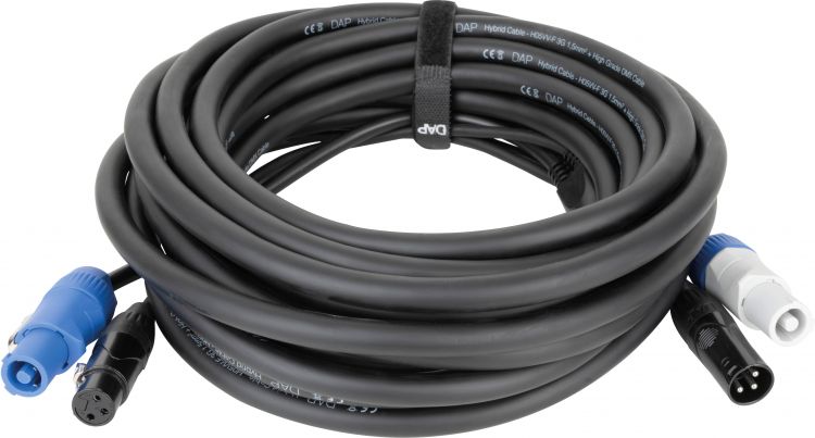 DAP-Audio FP20 Hybrid Cable - Power Pro & 3-pin XLR - DMX / Power 10 m, schwarze Ummantelung