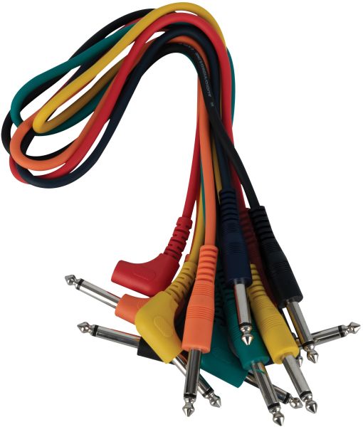 DAP FL14 - 6 farbige unbal. Klinke-Patchkabel gerade > 90° 60 cm