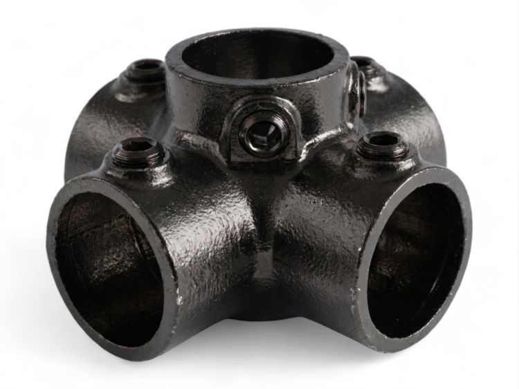 Riggatec Rohrverbinder Kreuzstück für Stützrohr für 48,3 mm Rohr in Schwarz