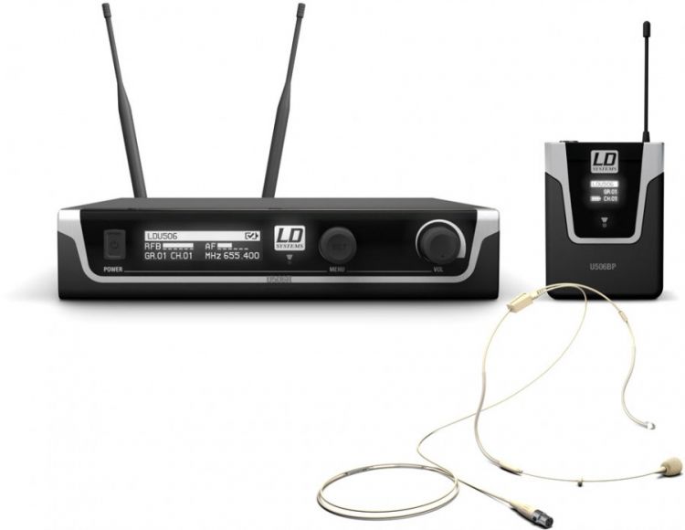 LD Systems U506BPHH Funkmikrofon mit Bodypack und Headset hautfarben
