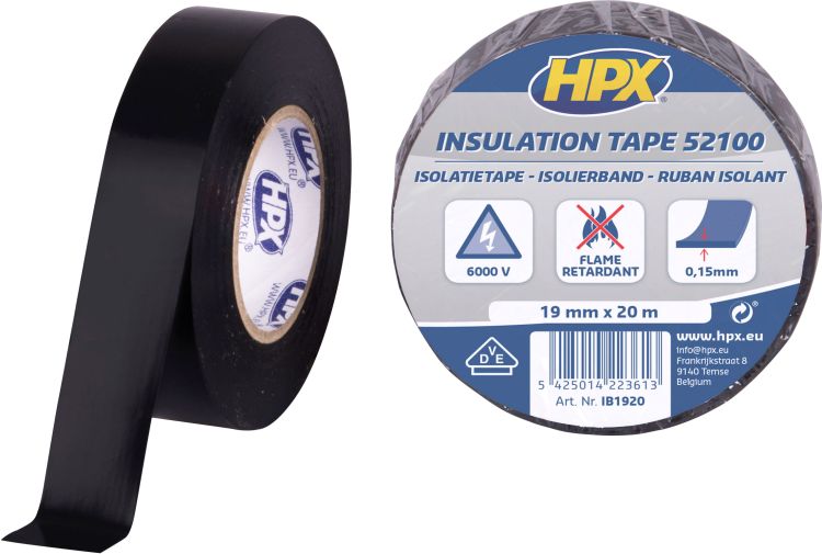HPX PVC Insulation tape 52100 Schwarz, 19 mm / 20 m