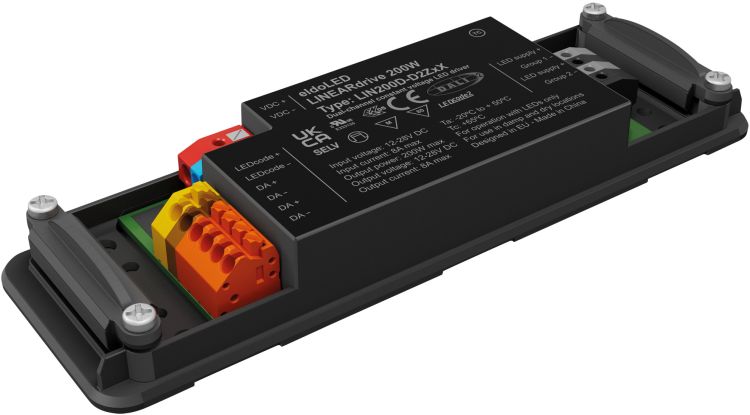 ELDOLED LINEARdrive DC – 200 W Konstantspannung – DALI-2 – 2 Kanäle, 2 Ausgänge – LIN200D2Z2D3